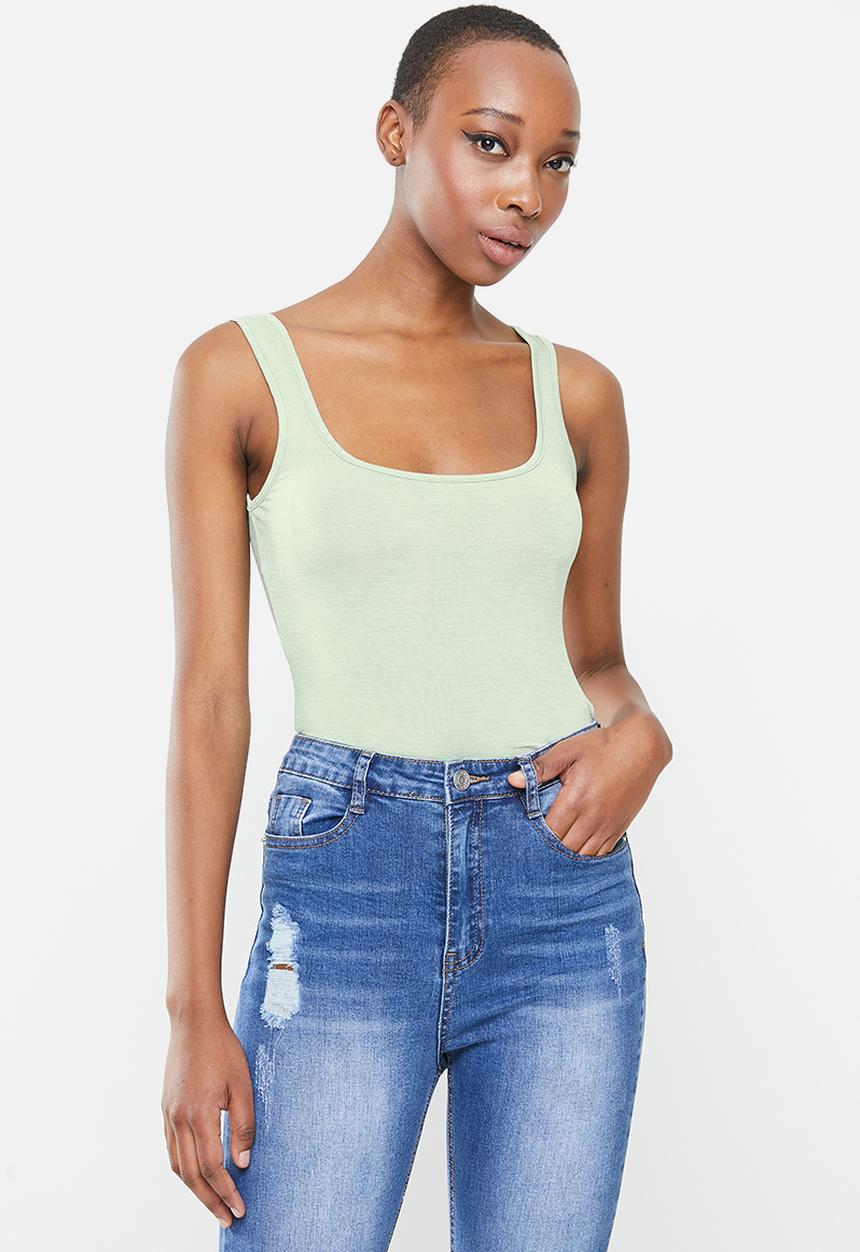 Missguided - Scoop neck low back sleeveless bodysuit - green 