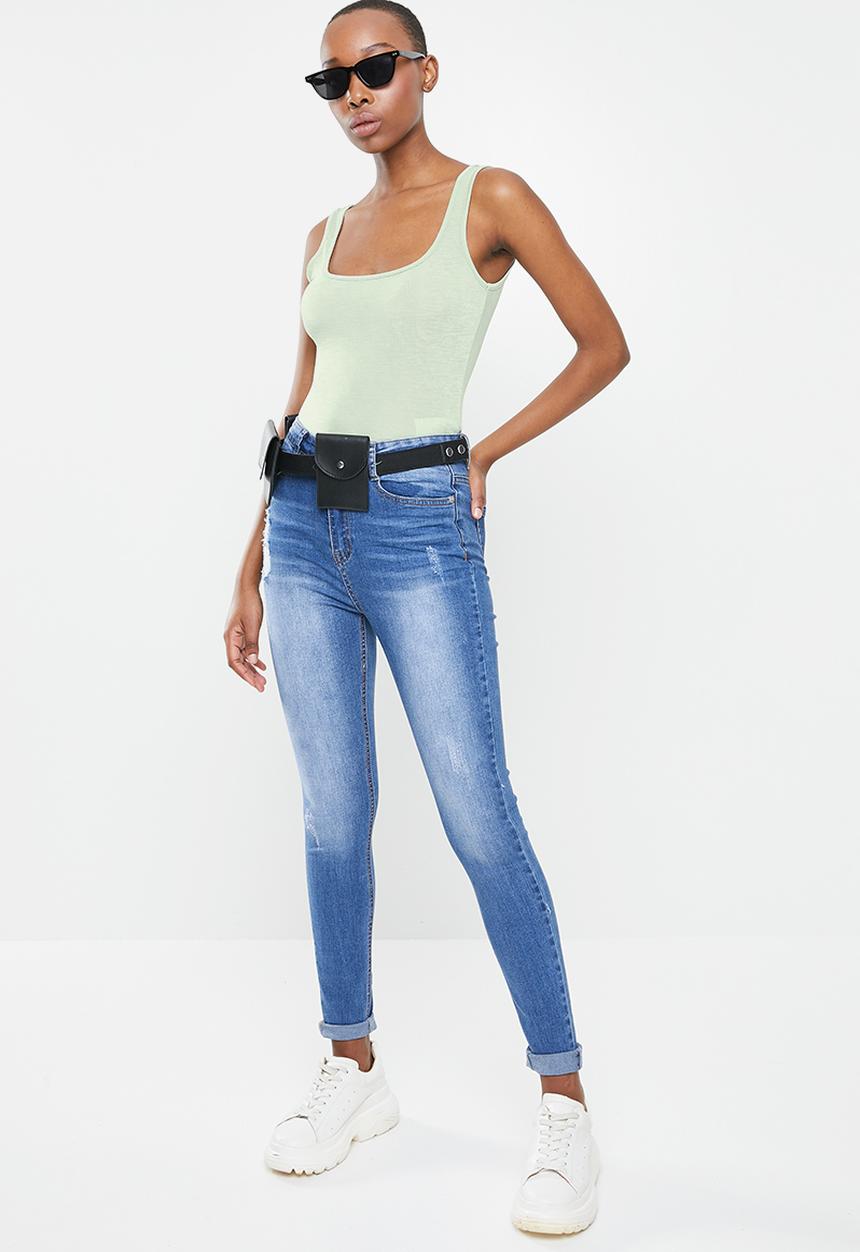 Missguided - Scoop neck low back sleeveless bodysuit - green 