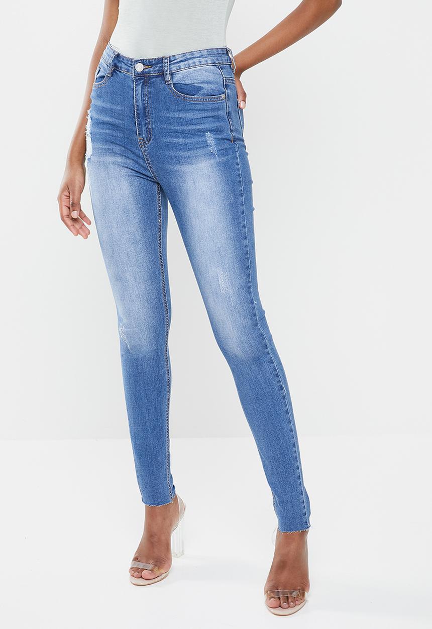 Missguided - Sinner clean distressed skinny - blue