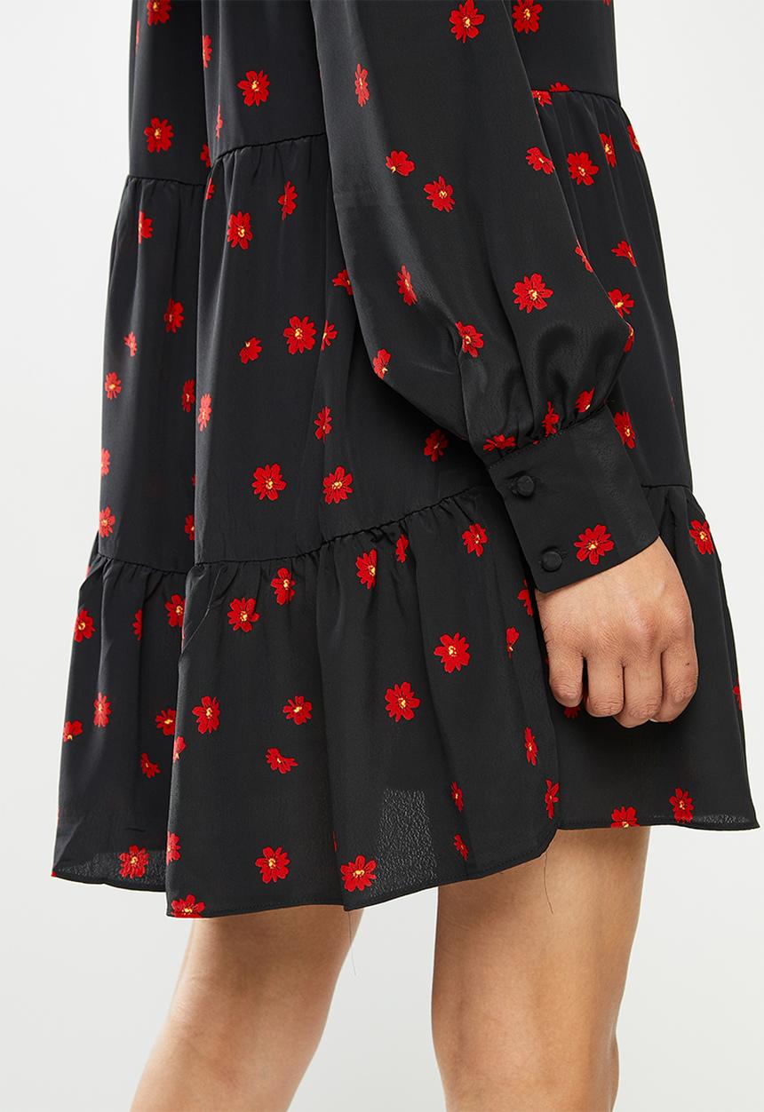 Glamorous - Floral dress - black & red 