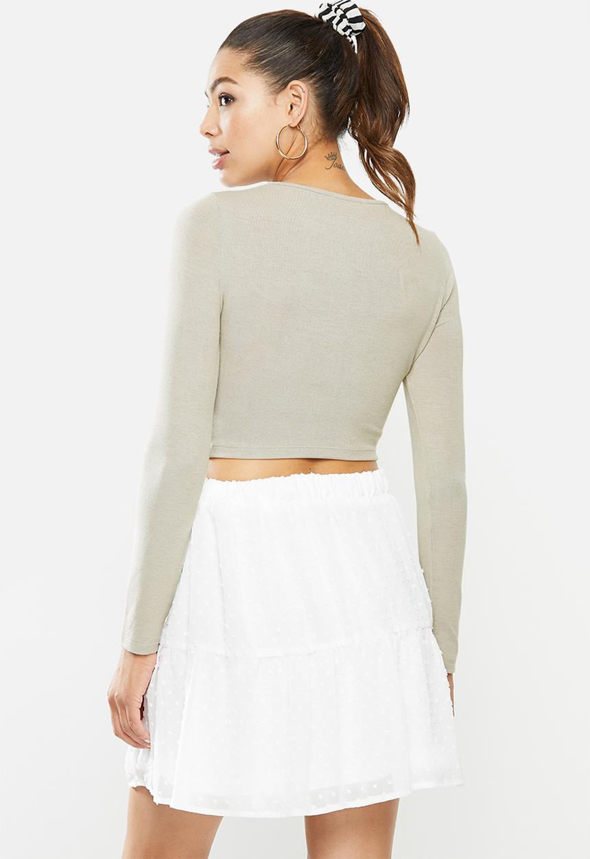 Blake - Soft touch wrap crop top - sage