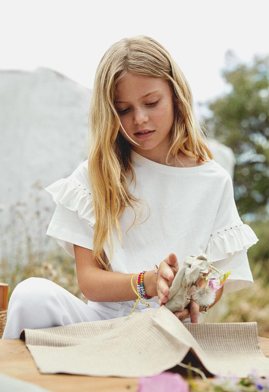 MANGO - Stud short sleeve tee - natural