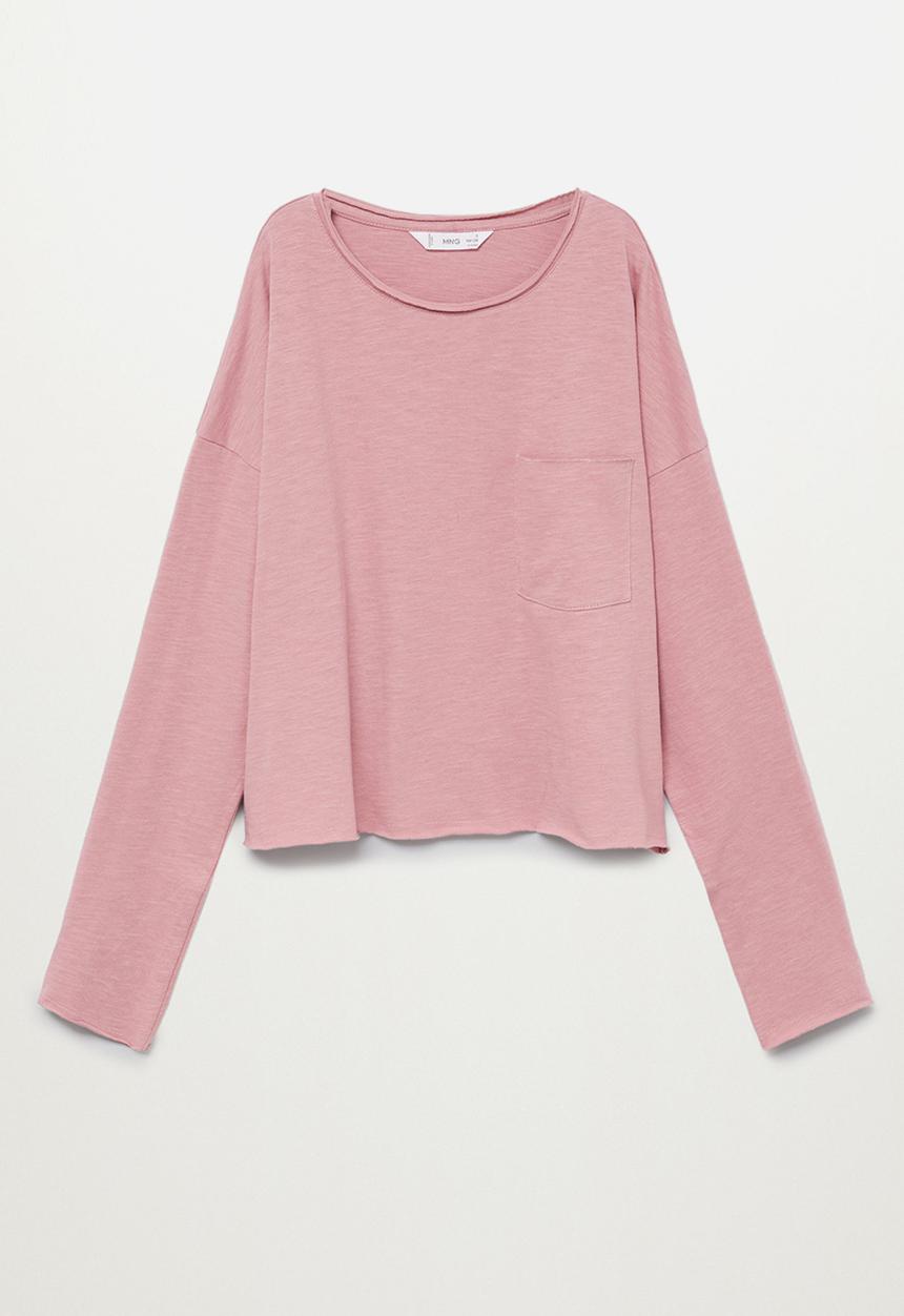 MANGO - Long side pocket long sleeve tee - pink