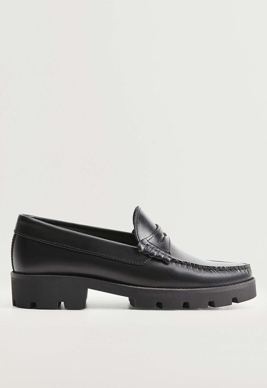 MANGO - Tes leather loafer - black