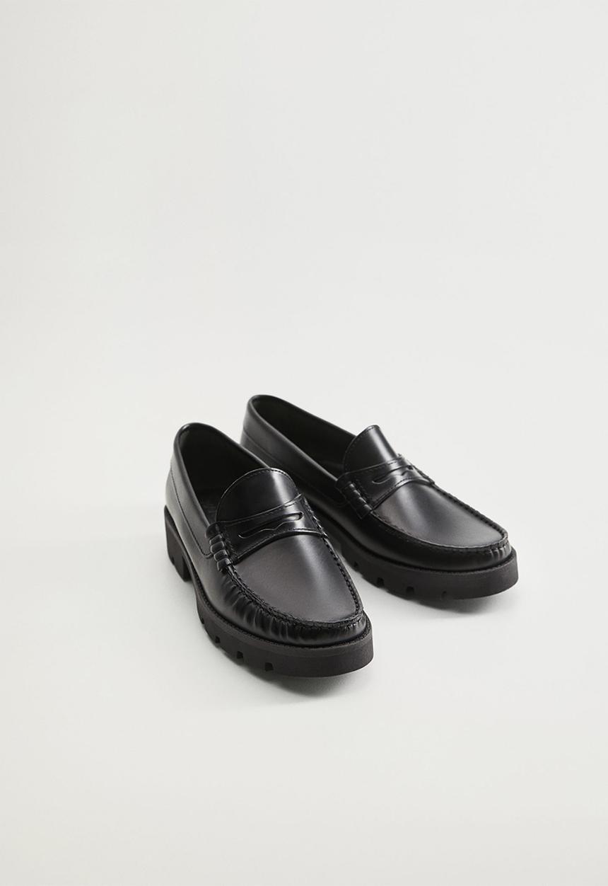 MANGO - Tes leather loafer - black