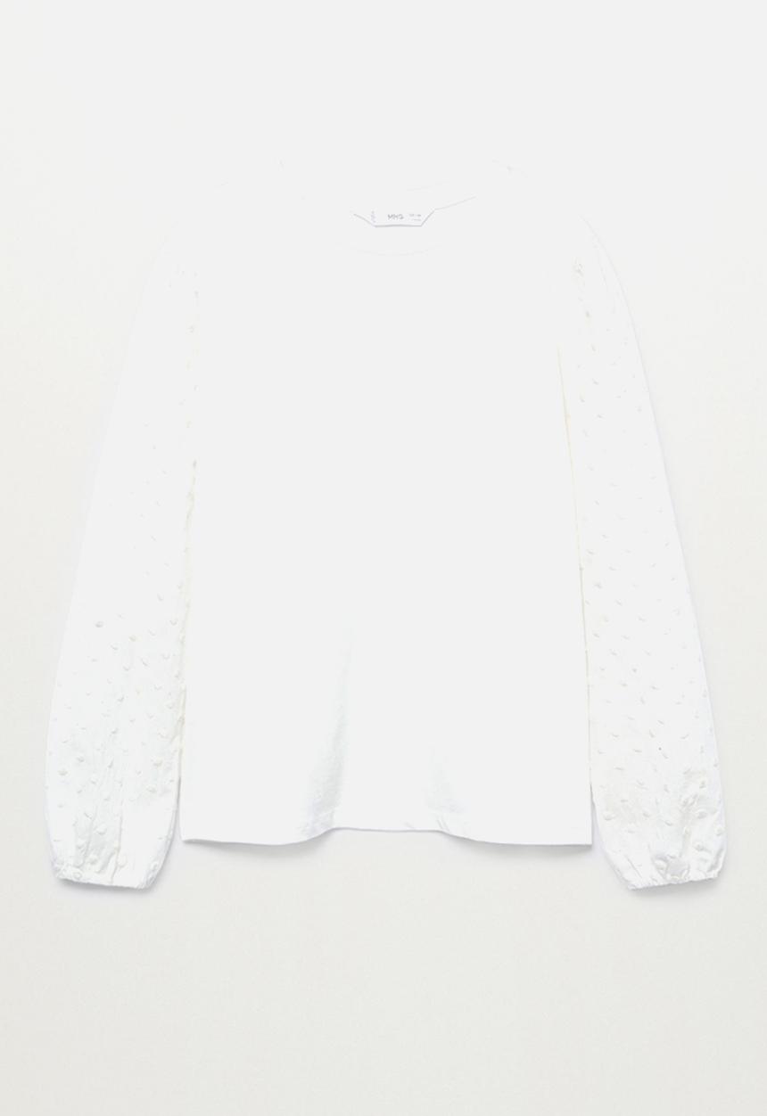 MANGO - Curl short sleeve tee - off white