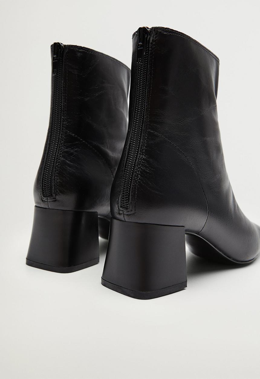 MANGO - Sol leather ankle boot - black
