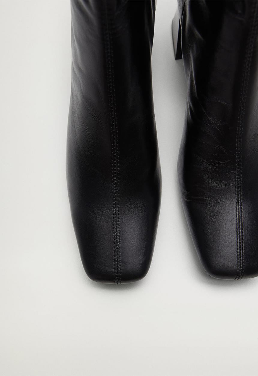 MANGO - Sol leather ankle boot - black