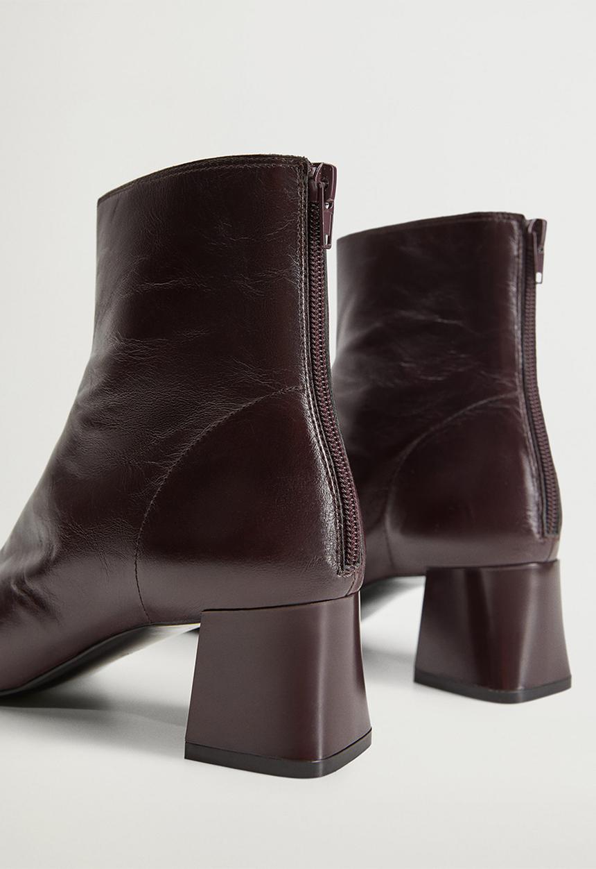 MANGO - Sol leather ankle boot - dark red