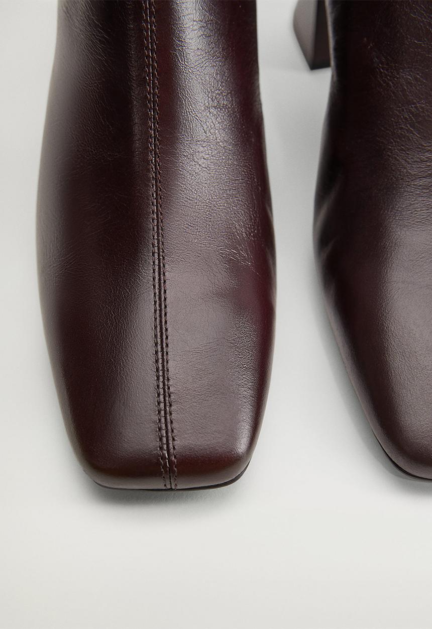 MANGO - Sol leather ankle boot - dark red