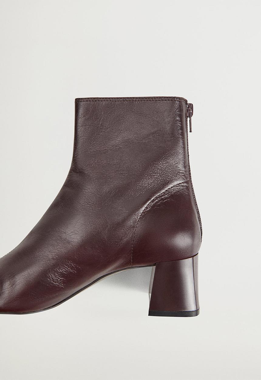 MANGO - Sol leather ankle boot - dark red