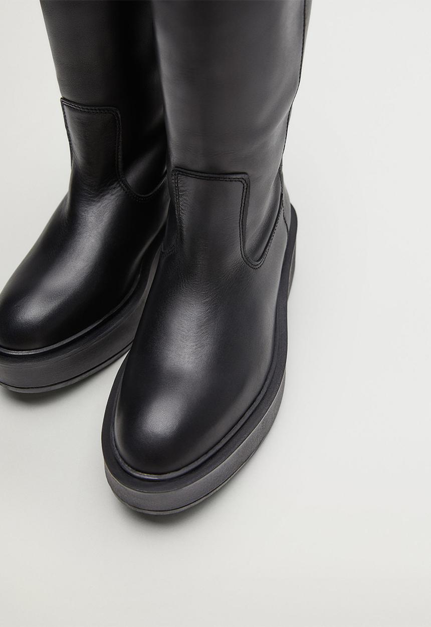 MANGO - Sora leather boot - black
