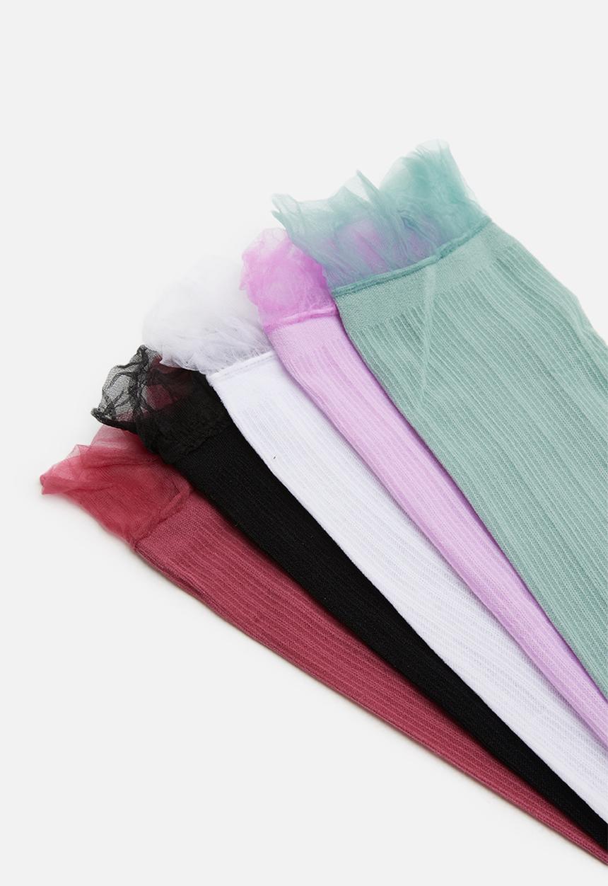 Cotton On - 5Pack sheer frilled ankle sock - multi