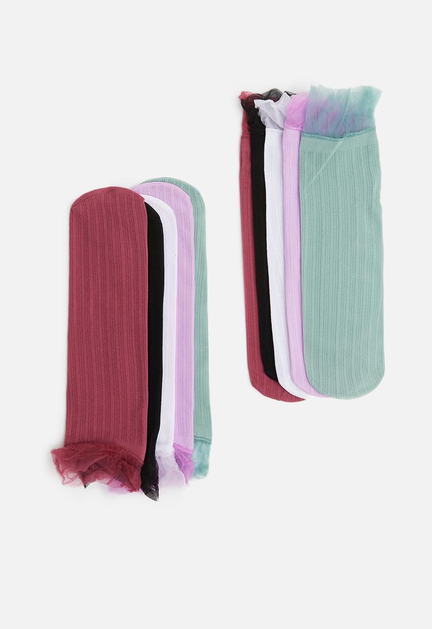 Cotton On - 5Pack sheer frilled ankle sock - multi