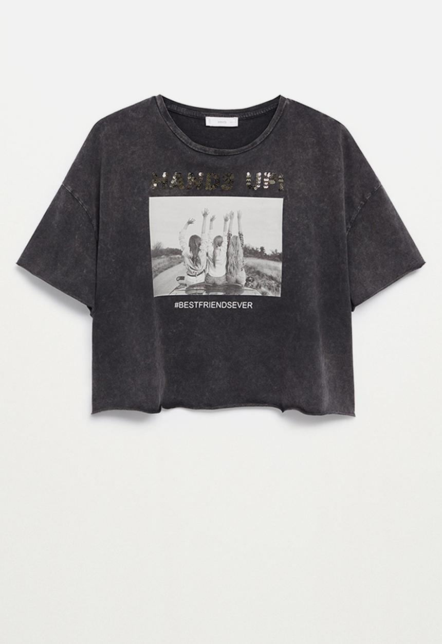 MANGO - Upp short sleeve tee - black
