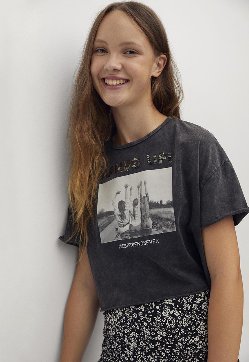 MANGO - Upp short sleeve tee - black