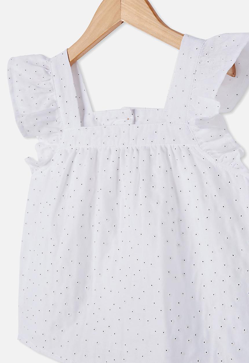 Cotton On - Perri ruffle sleeve top - white