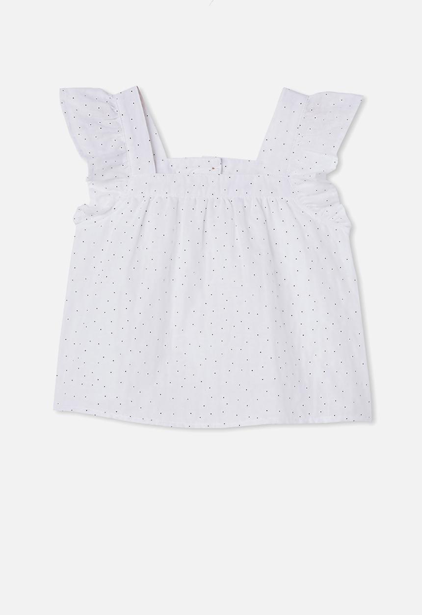 Cotton On - Perri ruffle sleeve top - white
