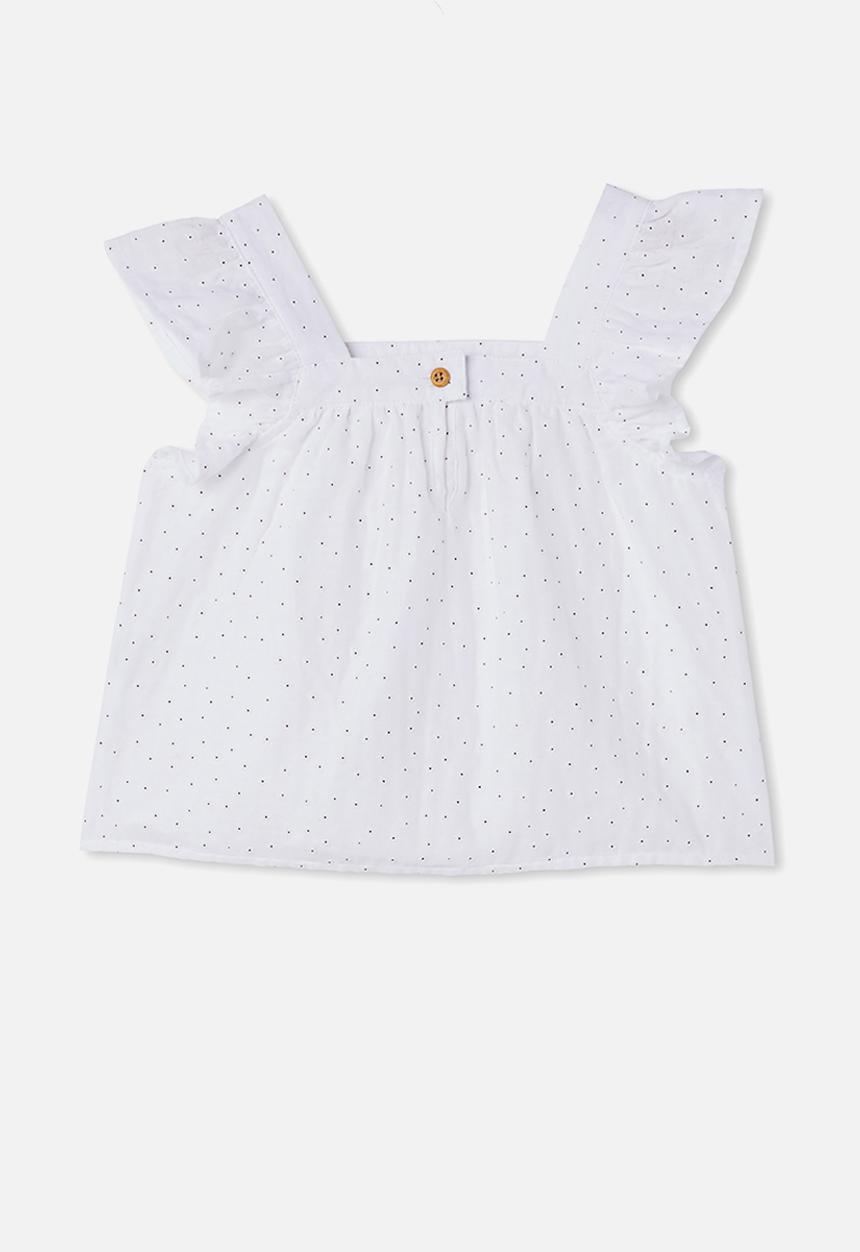 Cotton On - Perri ruffle sleeve top - white