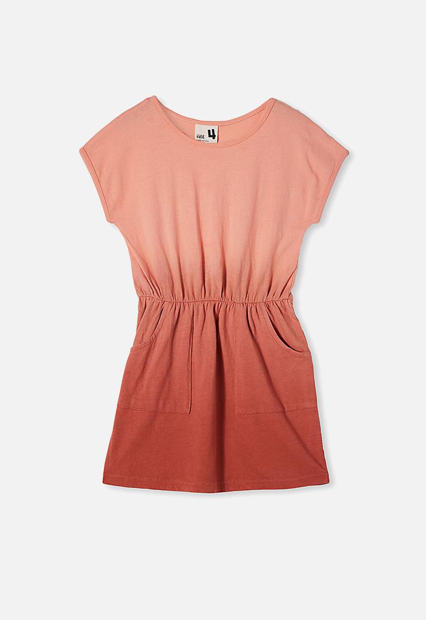 Cotton On - Sigrid short sleeve dress - peach & rust 