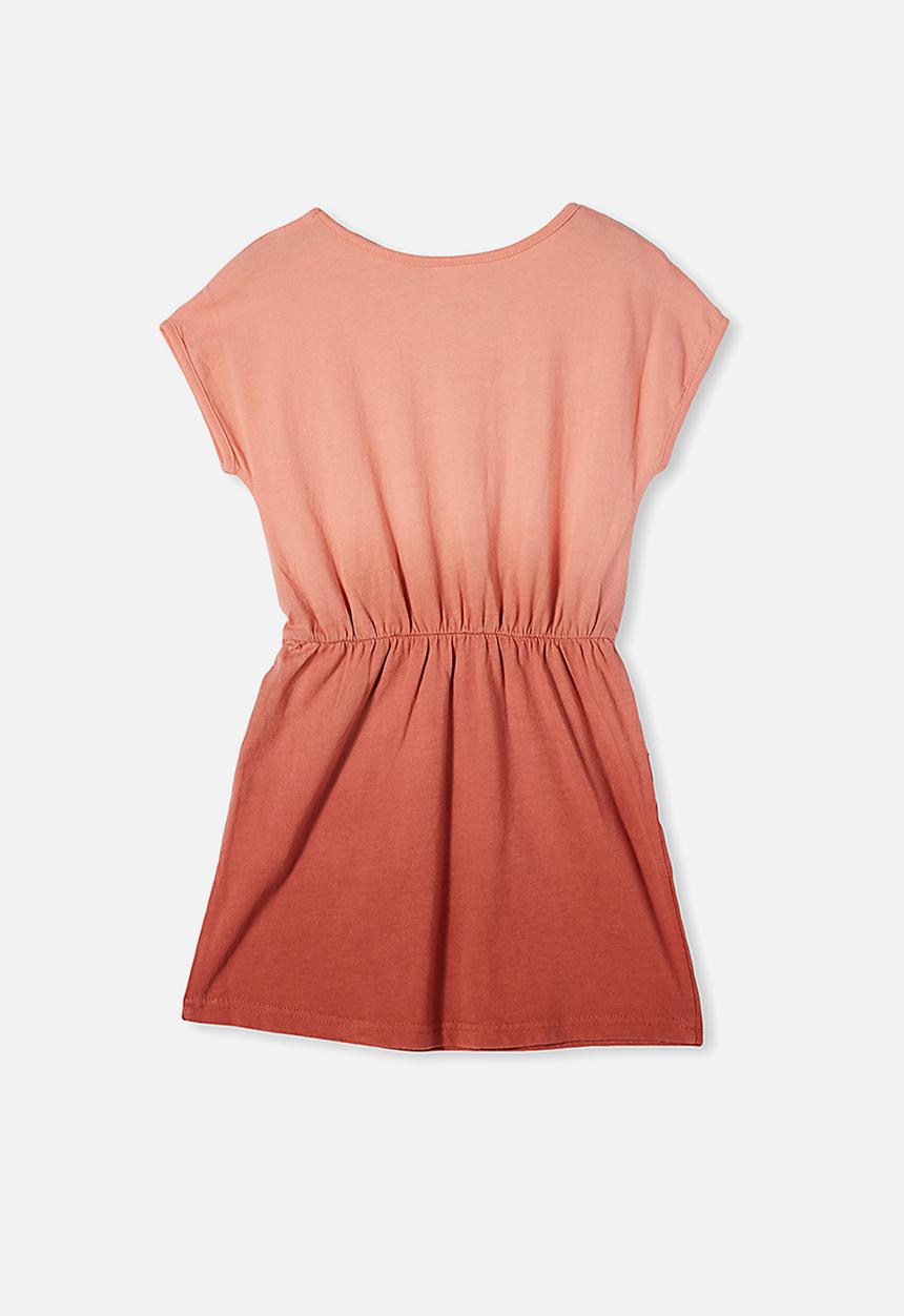 Cotton On - Sigrid short sleeve dress - peach & rust 