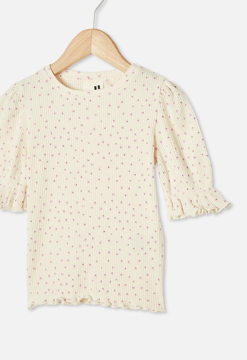 Cotton On - Lyla rib trumpet sleeve top - yellow 
