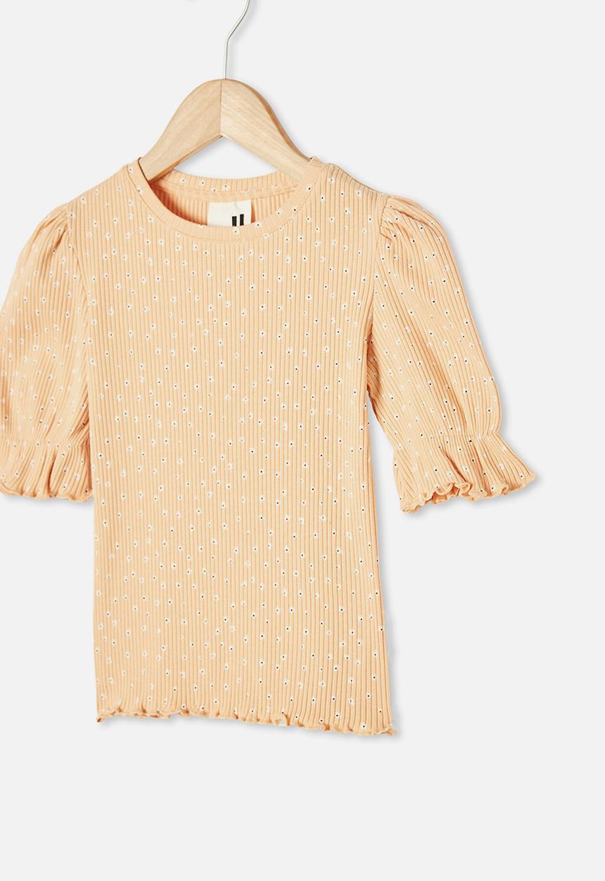 Cotton On - Lyla rib trumpet sleeve top - peach