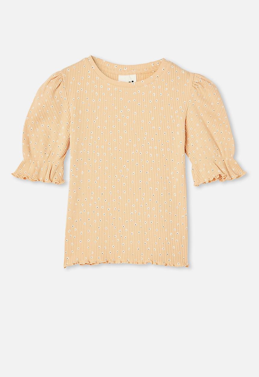 Cotton On - Lyla rib trumpet sleeve top - peach