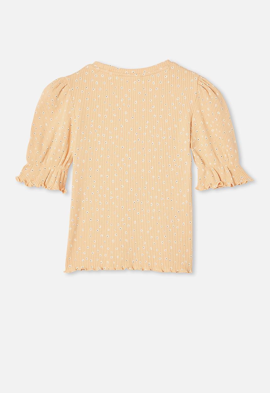 Cotton On - Lyla rib trumpet sleeve top - peach