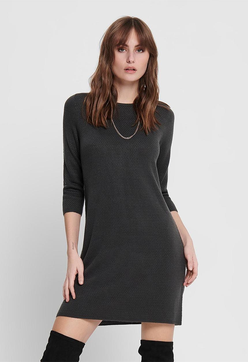 Jacqueline de Yong - Friends 3/4 dress knt - black