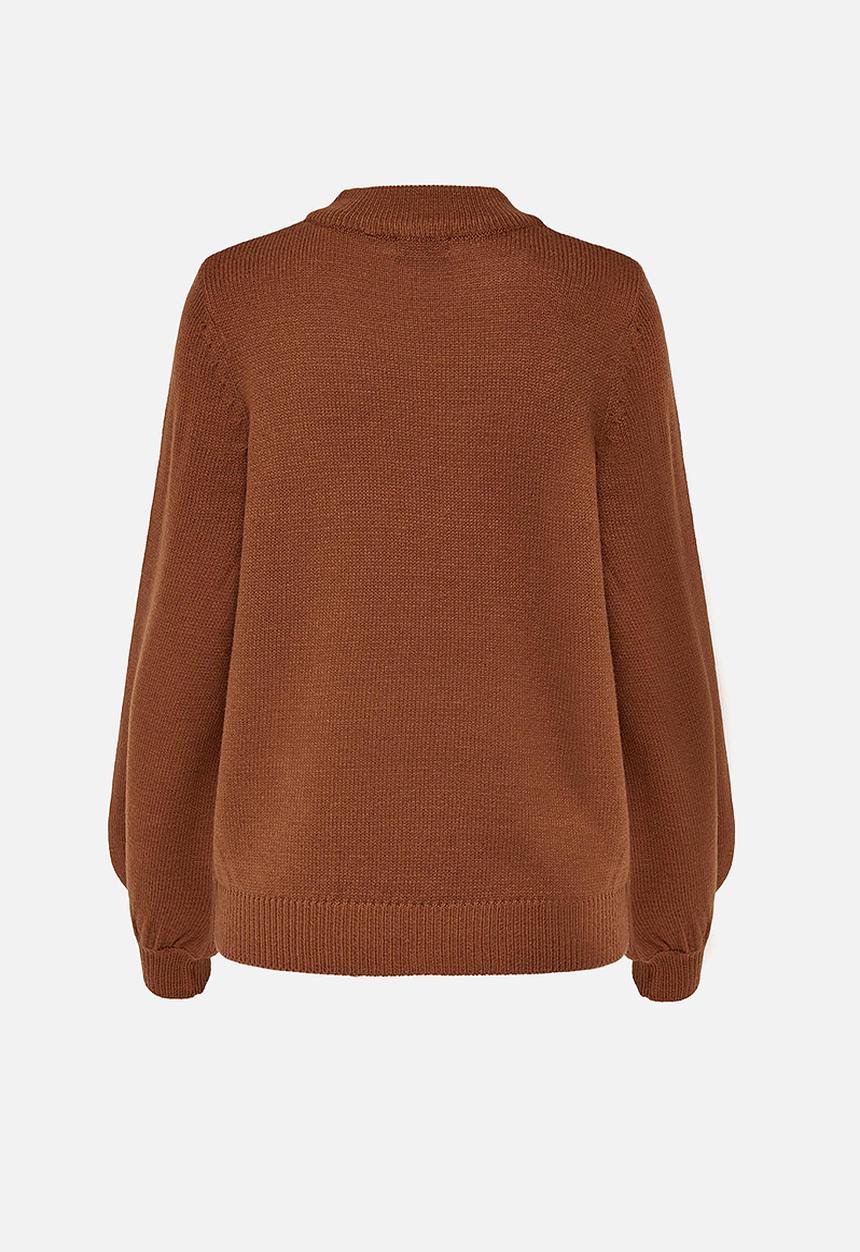 Jacqueline de Yong - Idina  long sleeve pullover knit - brown