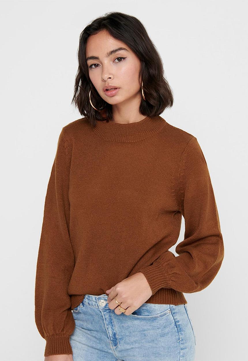 Jacqueline de Yong - Idina  long sleeve pullover knit - brown