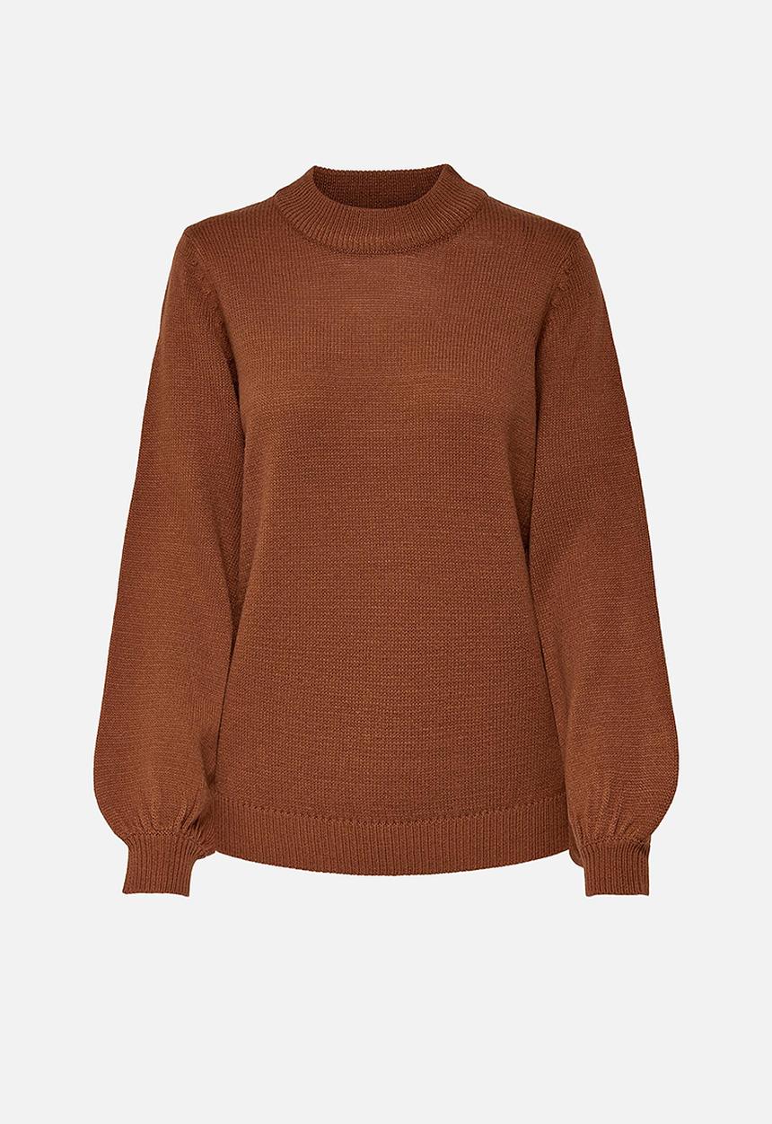 Jacqueline de Yong - Idina  long sleeve pullover knit - brown