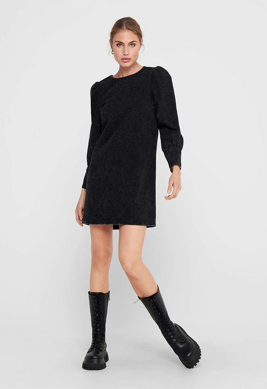 Jacqueline de Yong - Sansa 7/8 puff sleeve dress - black