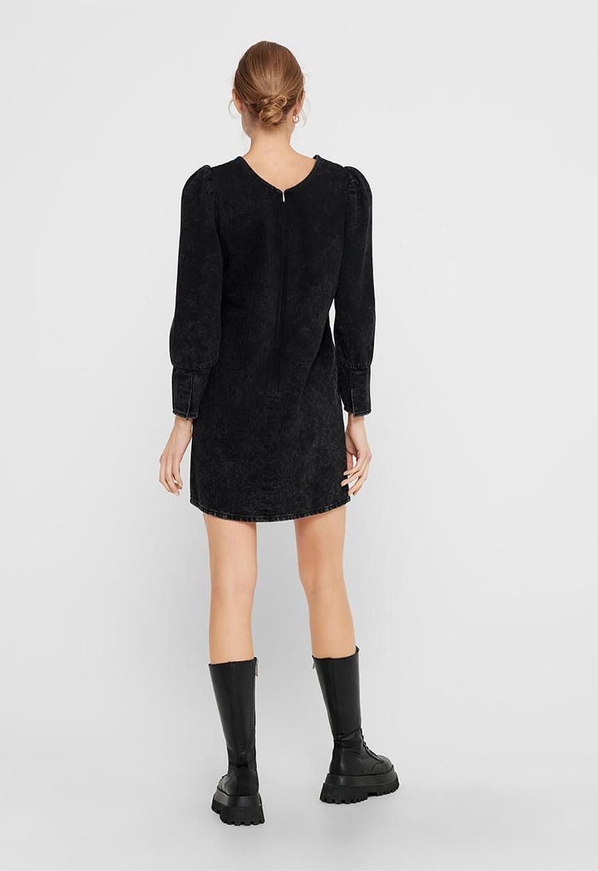 Jacqueline de Yong - Sansa 7/8 puff sleeve dress - black