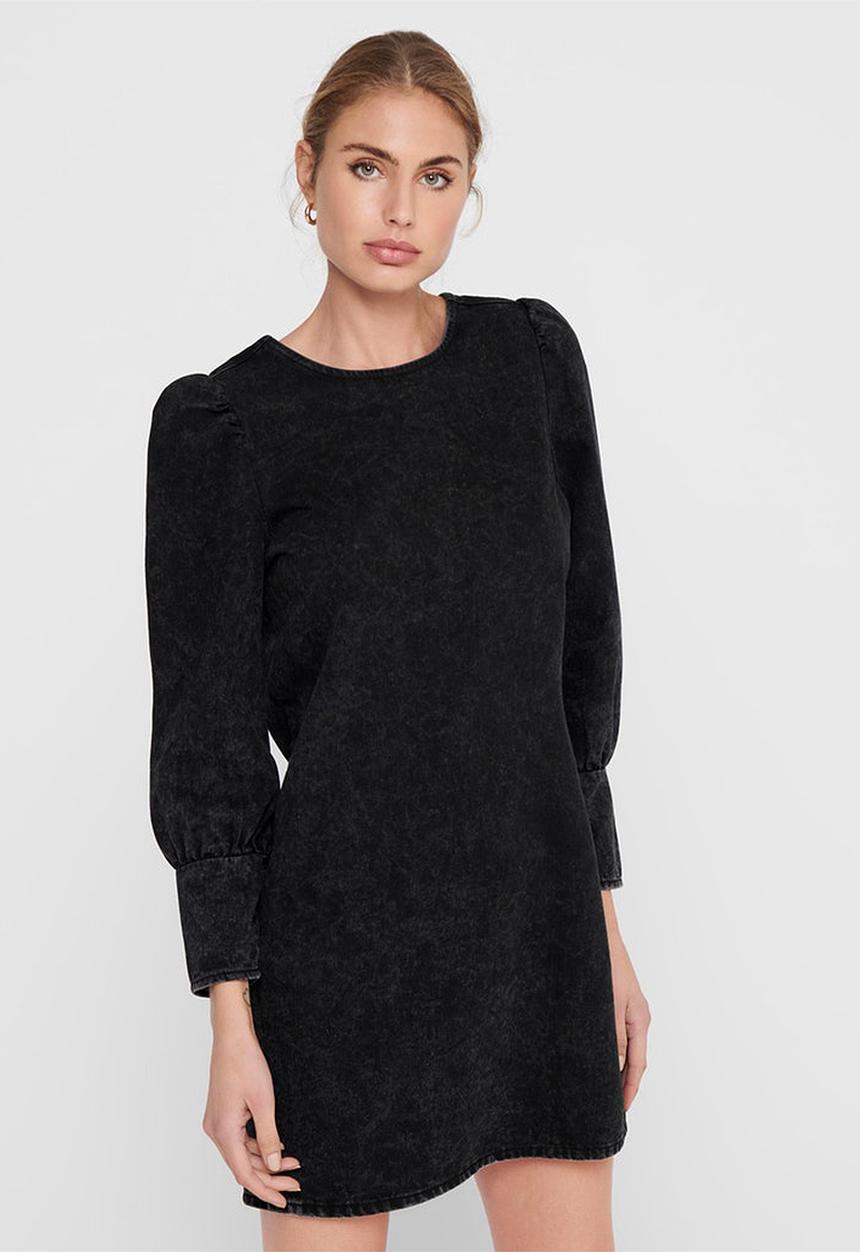 Jacqueline de Yong - Sansa 7/8 puff sleeve dress - black
