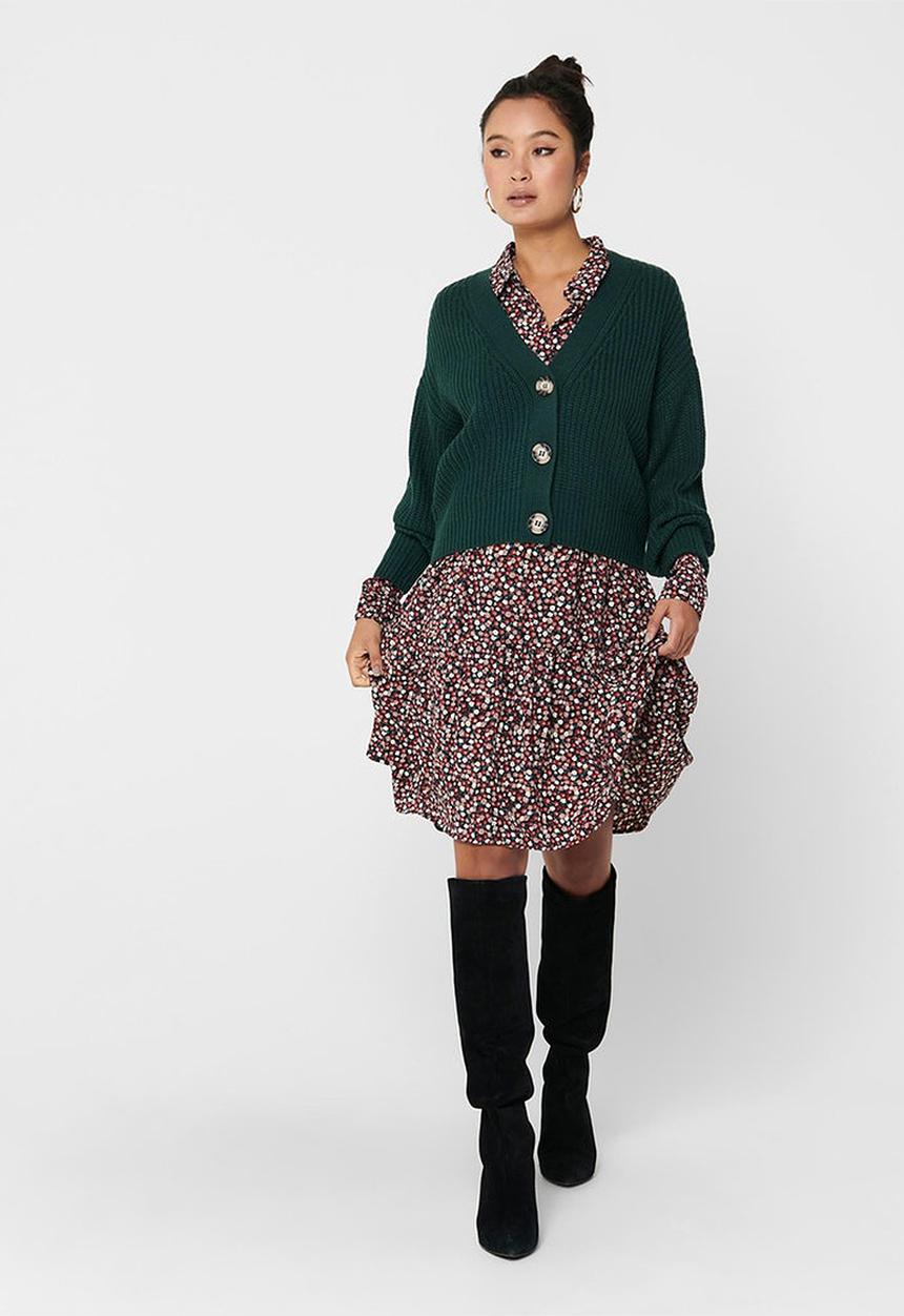 Jacqueline de Yong - Justy long sleeve short cardigan knit - ponderosa pine