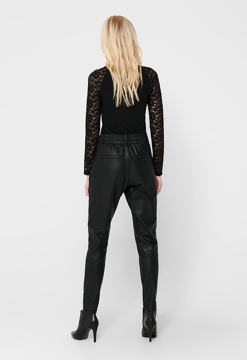 Jacqueline de Yong - Kim long sleeve highneck lace top - black