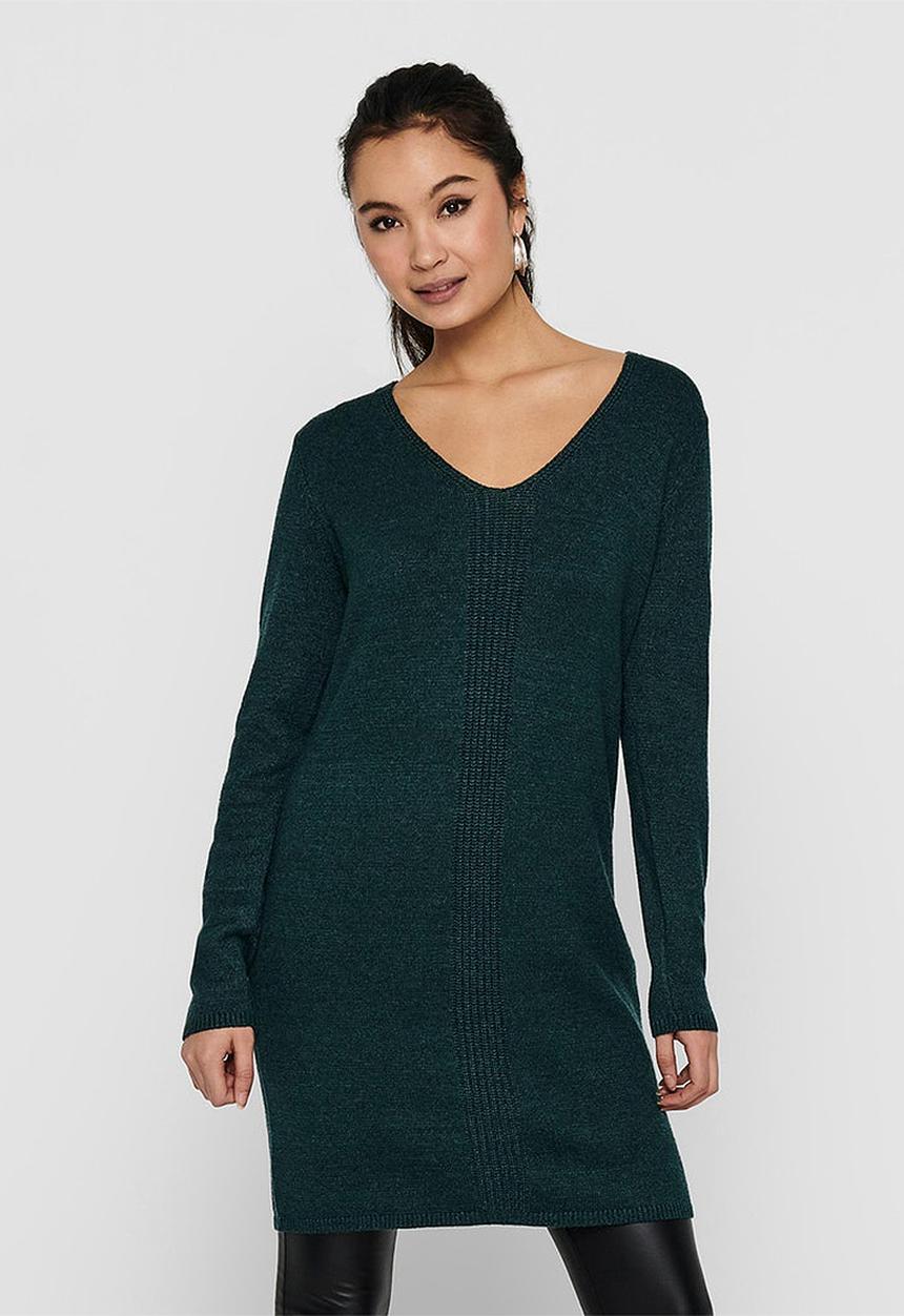Jacqueline de Yong - Marco long sleeve v-neck dress - green