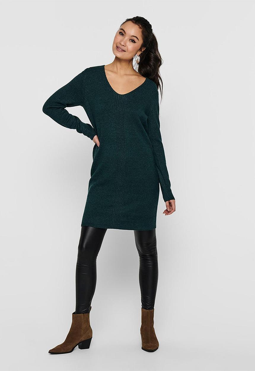 Jacqueline de Yong - Marco long sleeve v-neck dress - green