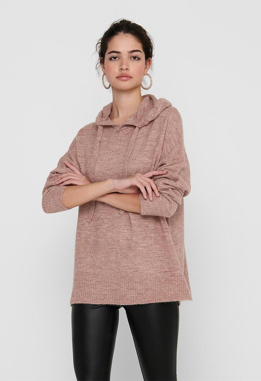 Jacqueline de Yong - Elanor  long sleeve hood pullover knit - zephyr melange