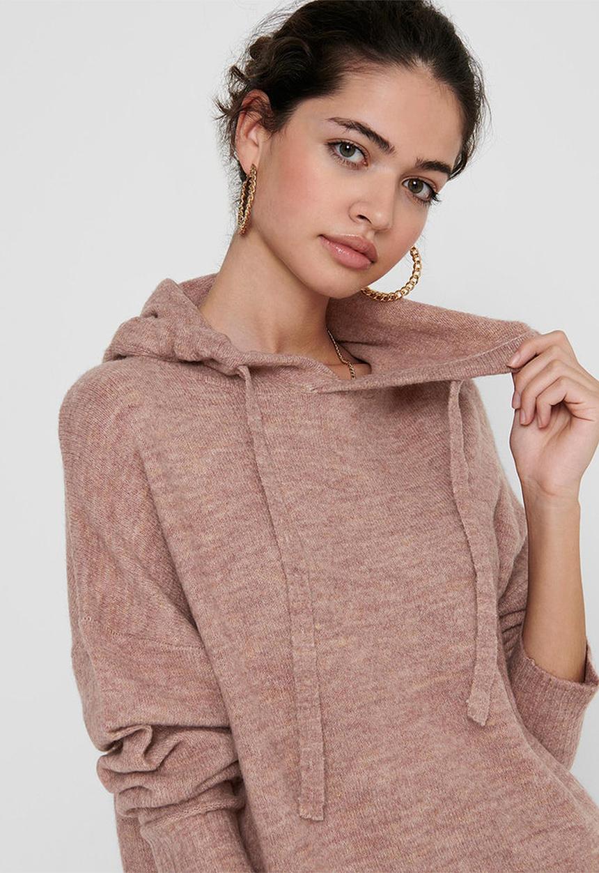Jacqueline de Yong - Elanor  long sleeve hood pullover knit - zephyr melange