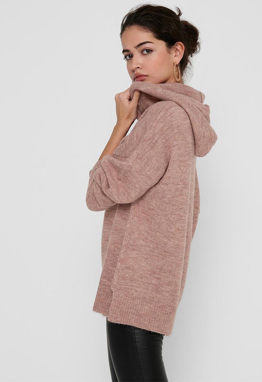 Jacqueline de Yong - Elanor  long sleeve hood pullover knit - zephyr melange