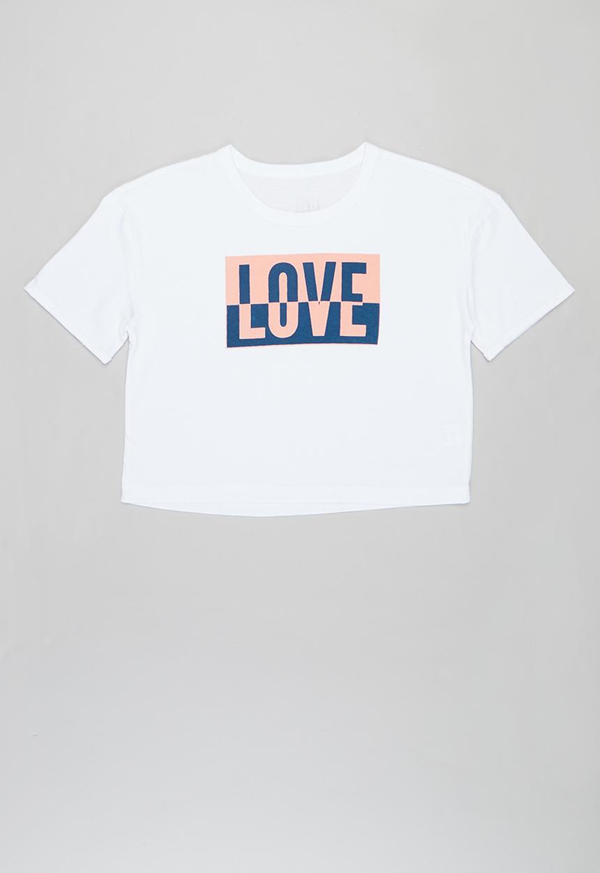 Rebel Republic - Girls colour block crop top - white