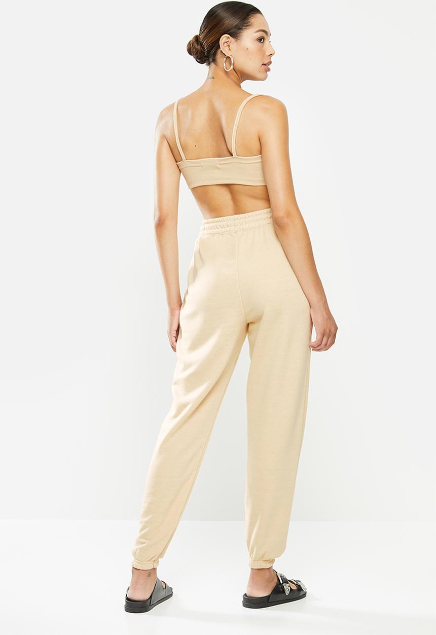 Missguided - Coord jogger & bralet set - tan
