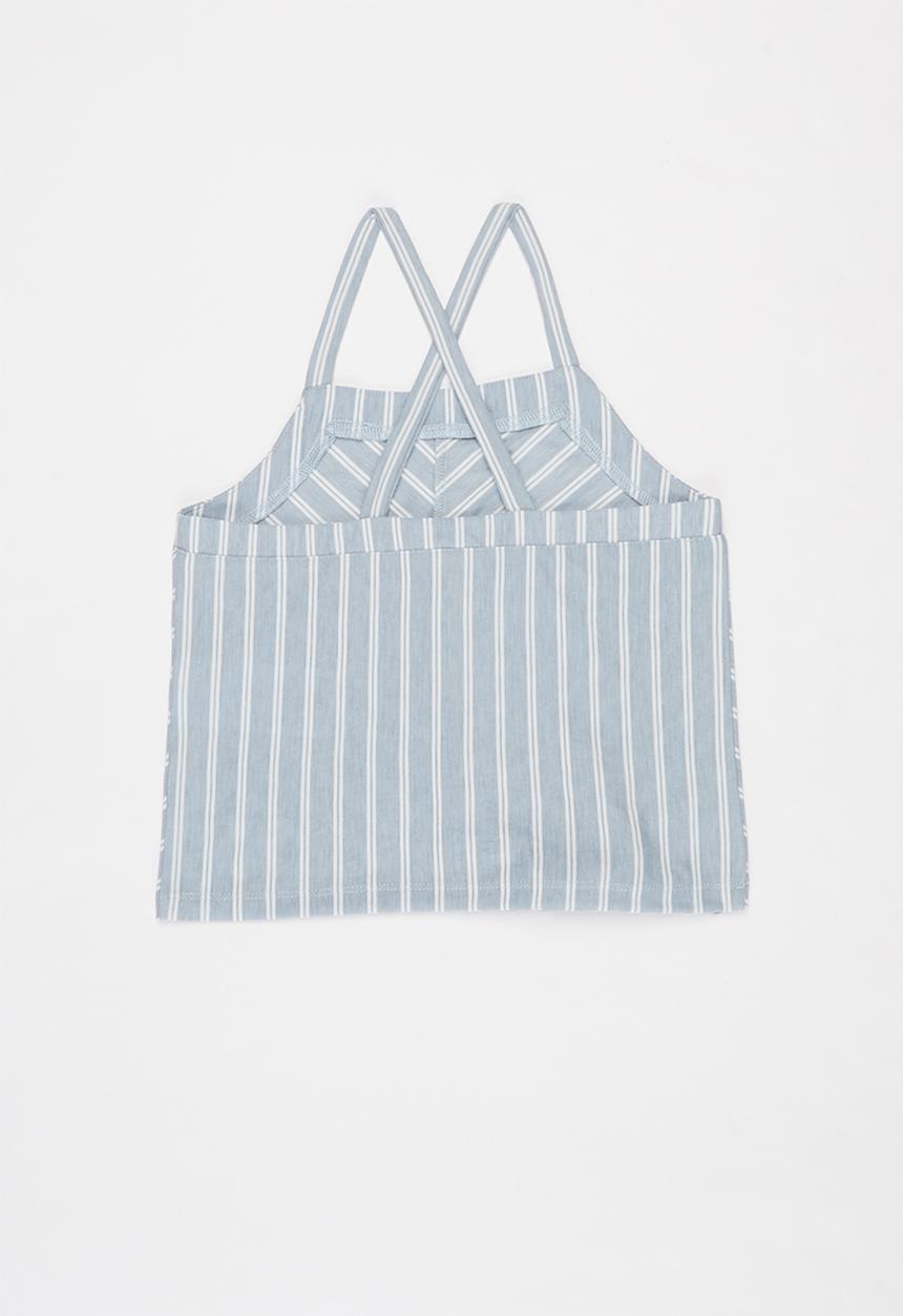 KIDS ONLY - Sharon sleeveless knot top - blue & white 
