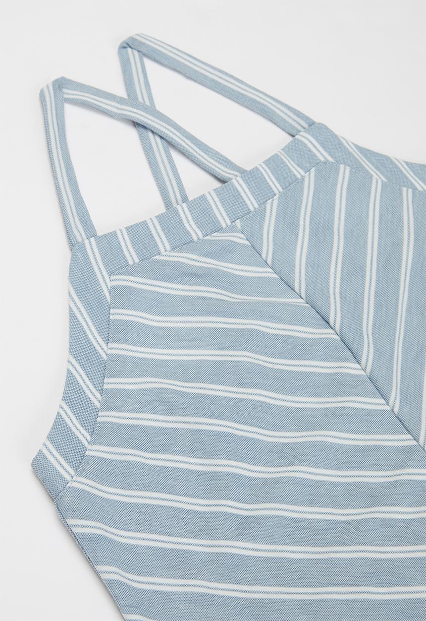 KIDS ONLY - Sharon sleeveless knot top - blue & white 