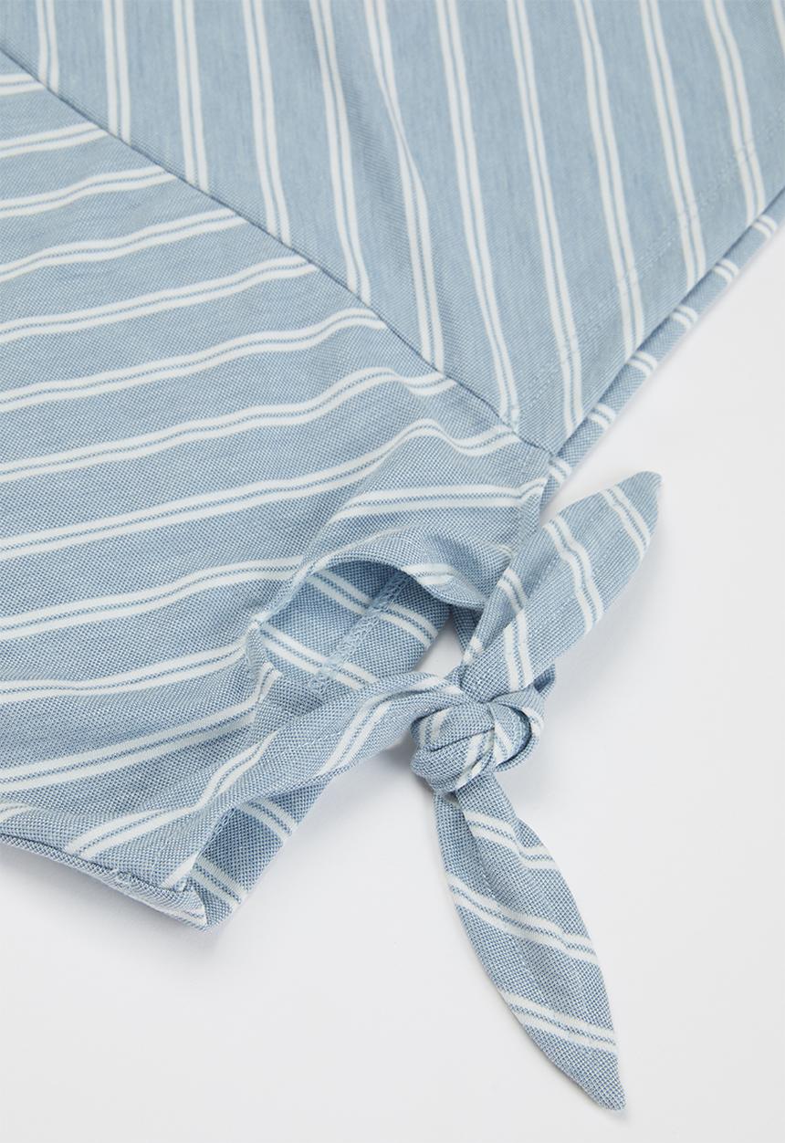 KIDS ONLY - Sharon sleeveless knot top - blue & white 