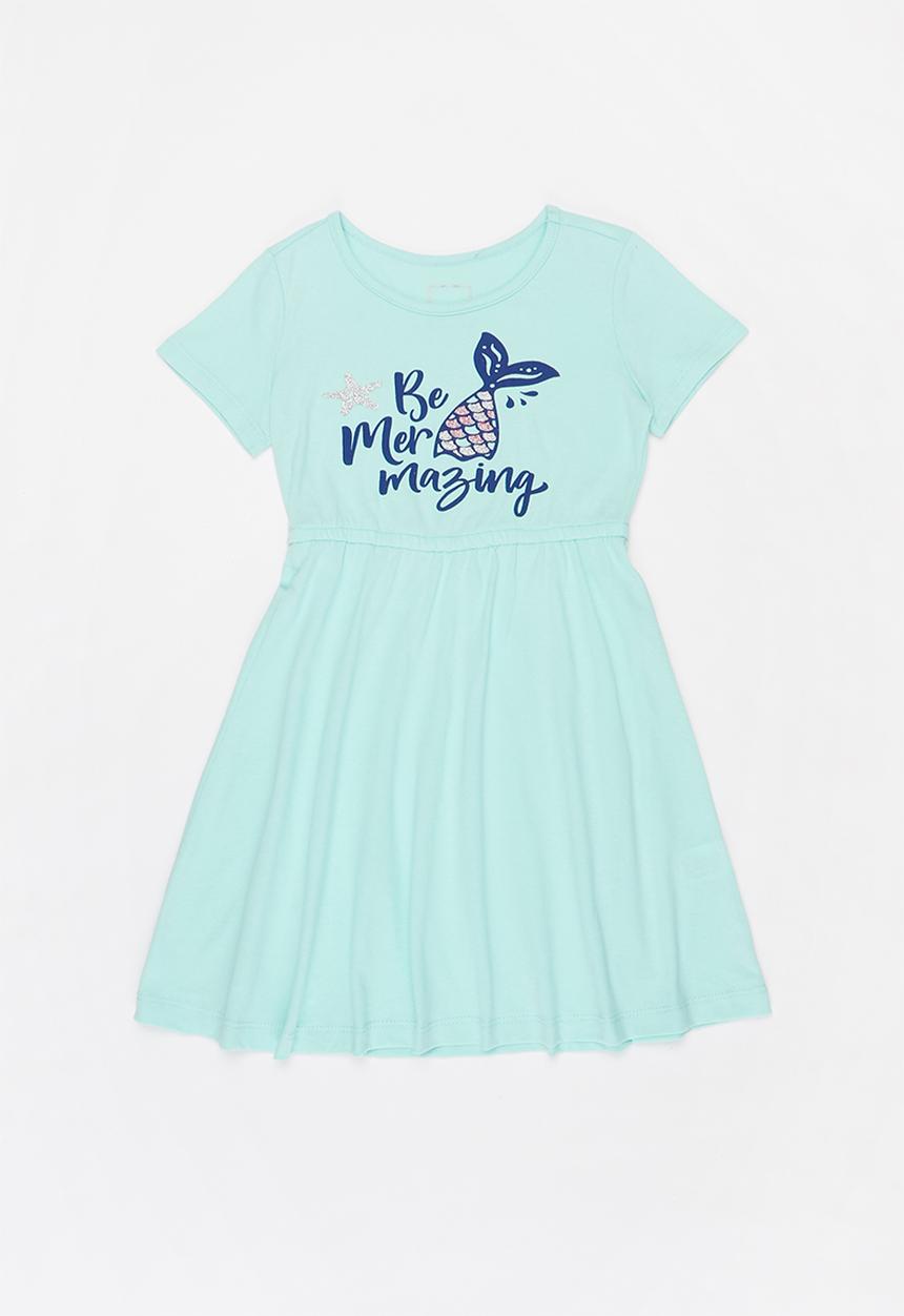 Pop Candy - Printed short sleeve dress - aqua