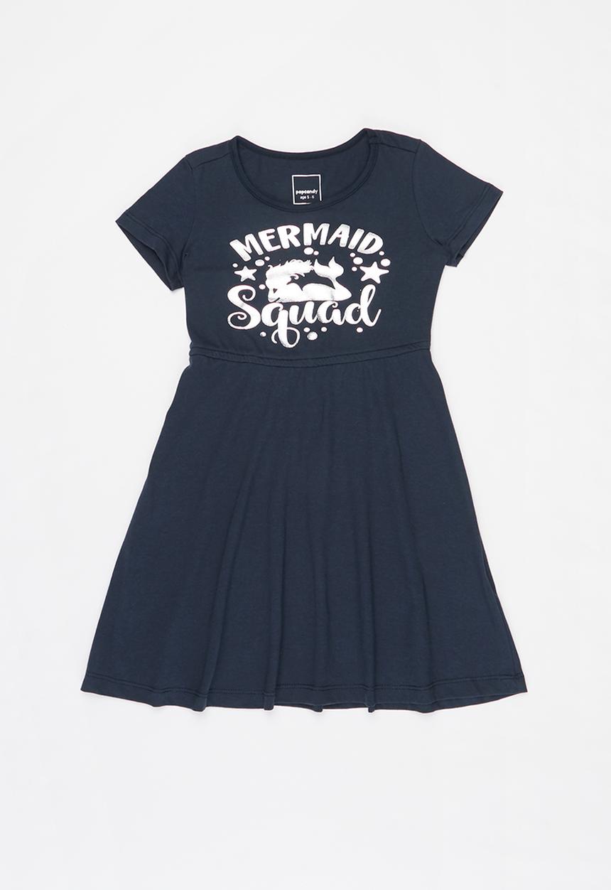 Pop Candy - Mermaid squad short sleeve dress - navy